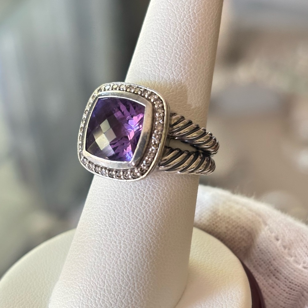 David Yurman 11mm Albion Ring with Amethyst & Diamonds 7